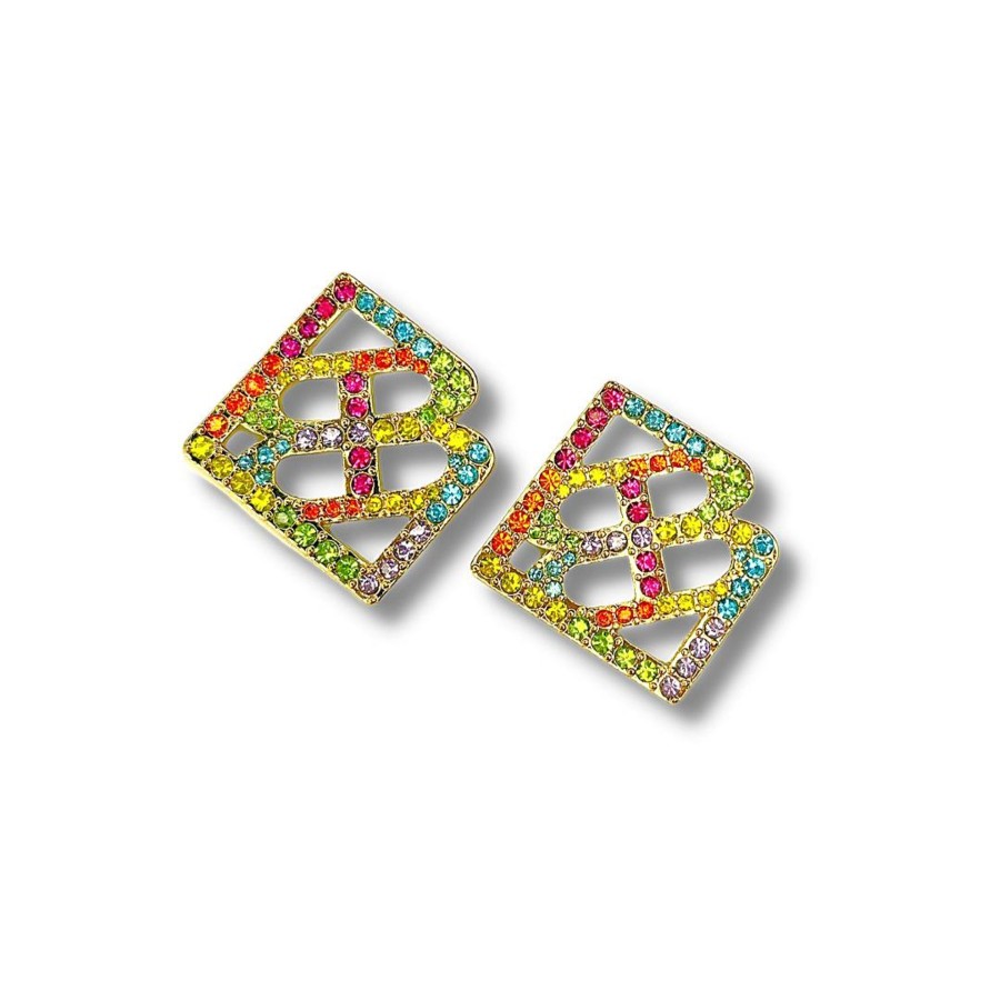 Rainbow Brianna Cannon | Large Rainbow Crystal Logo Studs