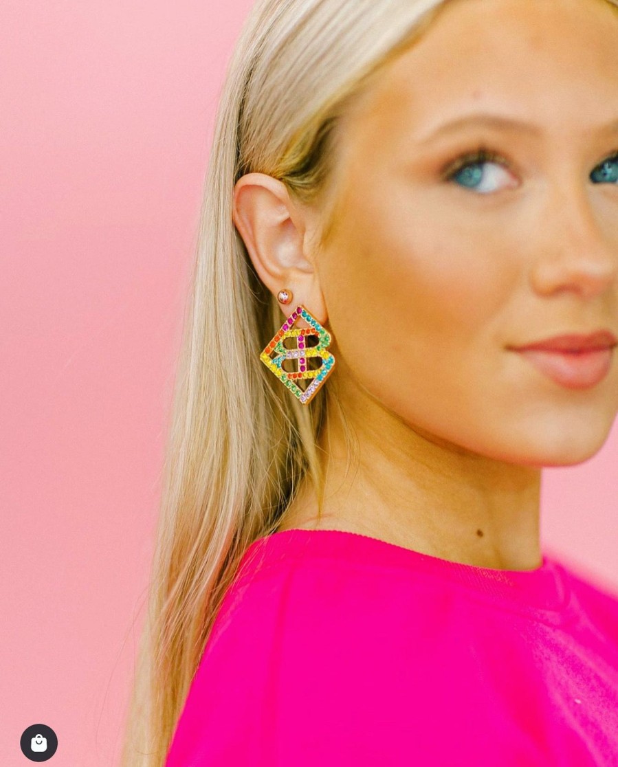 Rainbow Brianna Cannon | Large Rainbow Crystal Logo Studs