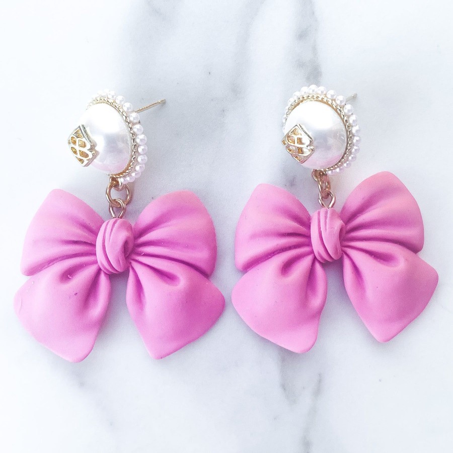 Accessories Brianna Cannon | Spring 2021 - Bow Earrings With Pearl Logo Top (2 Colors)