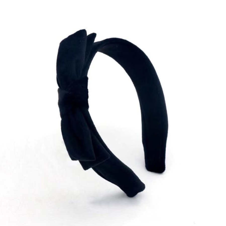 Accessories Brianna Cannon | Thin Black Velvet Side Bow Headband