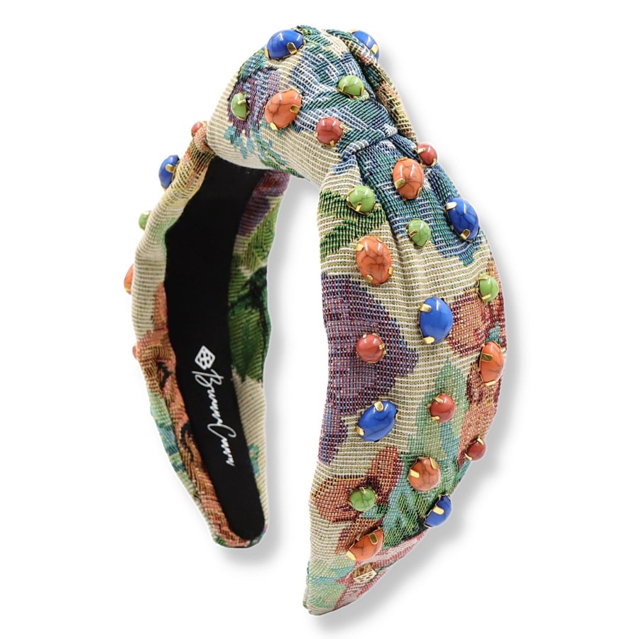 Accessories Brianna Cannon | Multicolor Floral Tapestry Headband With Cabochons